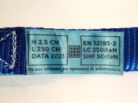 Spanngurt, Zurrgurt mit Klemmschloss  blau 2,5 m x 2,5 cm, LC250daN