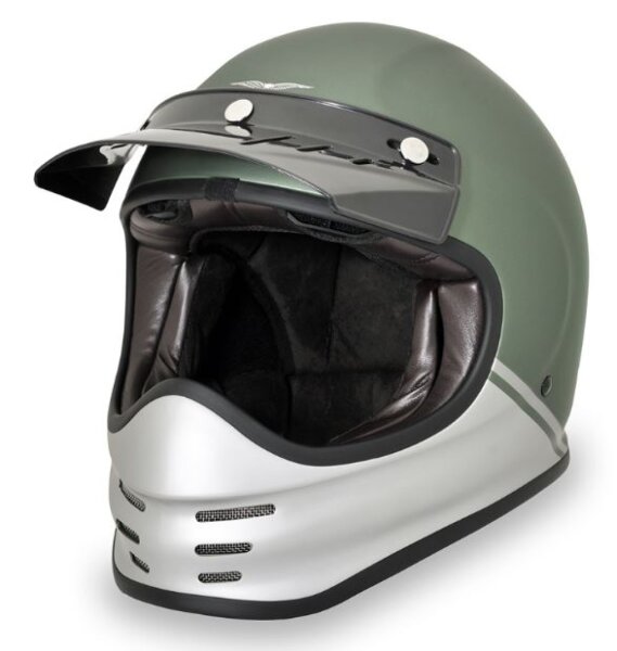 Moto Guzzi Integralhelm Adventure Vintage, Glasfaser, grün, silber, matt, L