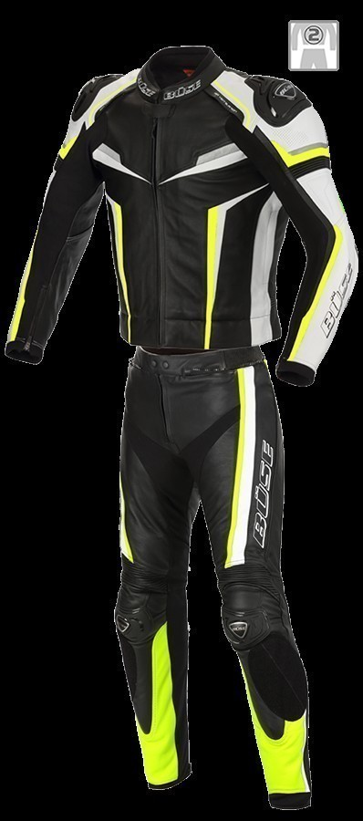 BÜSE Mille Lederkombi 2tlg. schwarz/neongelb Gr. 58