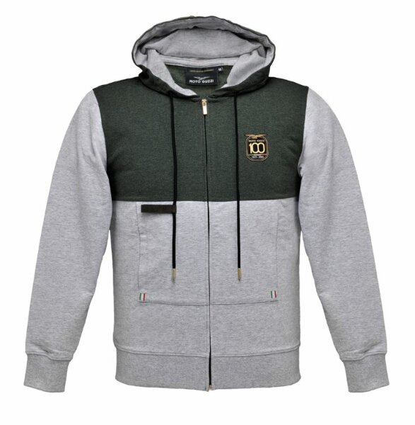 Moto Guzzi Hoodie Kapuzenpullover 100 Jahre Jubiläum - grau - grün - XXXL