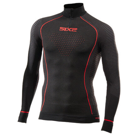 Funktionsshirt-langarm mit Zip Kragen Blazefit TS13W schwarz-rot XS/S