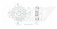 Ritzel 15 Z gummiert