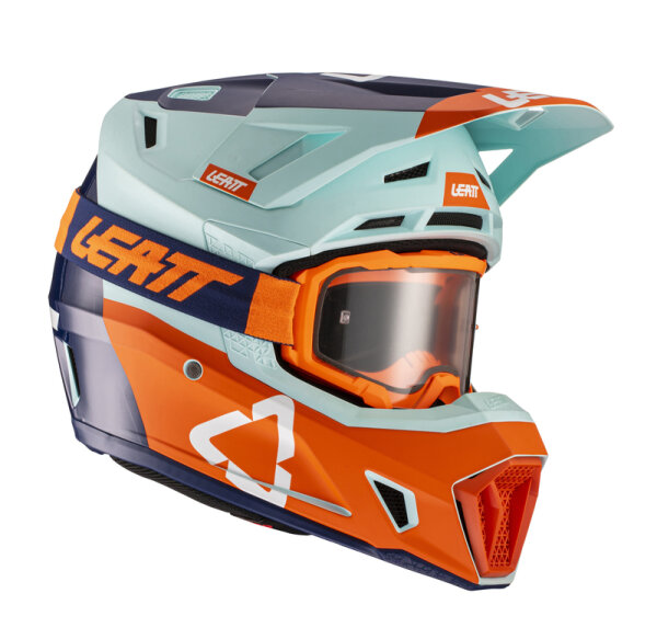 Helm inkl. Brille 7.5 V21.2 orange-grün 2XL